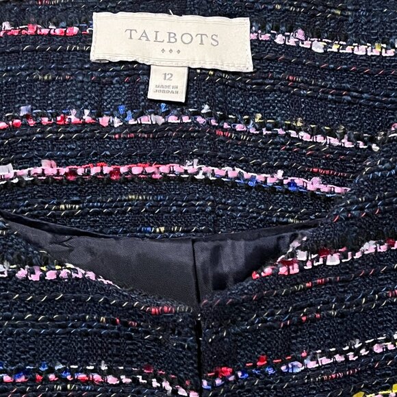 Talbots Navy Multi-Color Rainbow Confetti Tweed Blazer - Picture 13 of 14